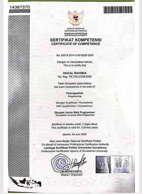 Sertifikasi Kompetensi Junior Web Programmer